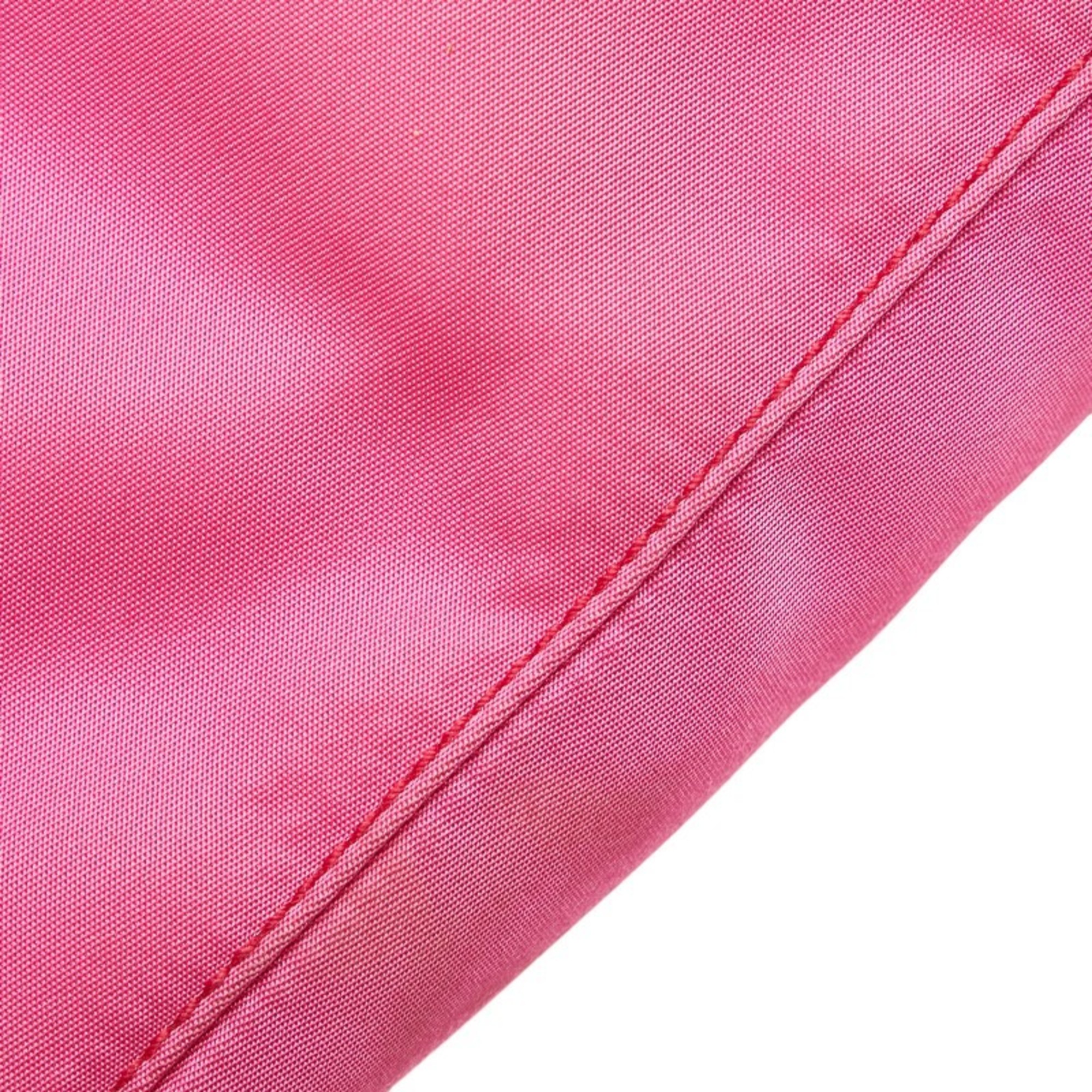 Prada Jacquard Handbag Pink Red Nylon Patent Leather Women's PRADA