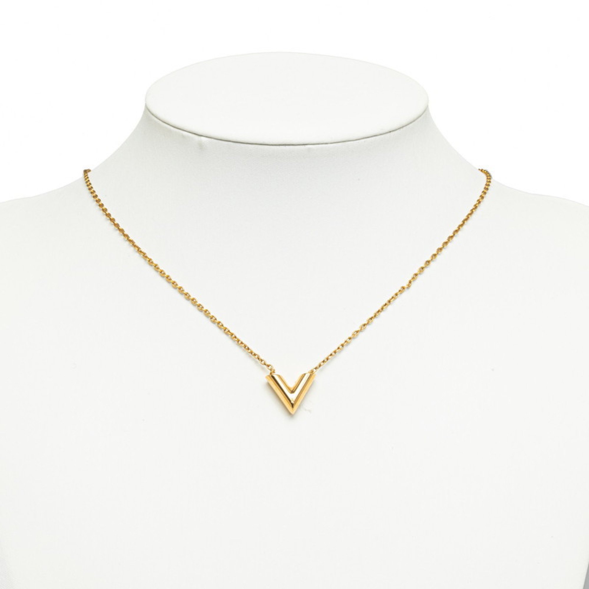 Louis Vuitton Essential V Necklace M61083 Gold Plated Women's LOUIS VUITTON