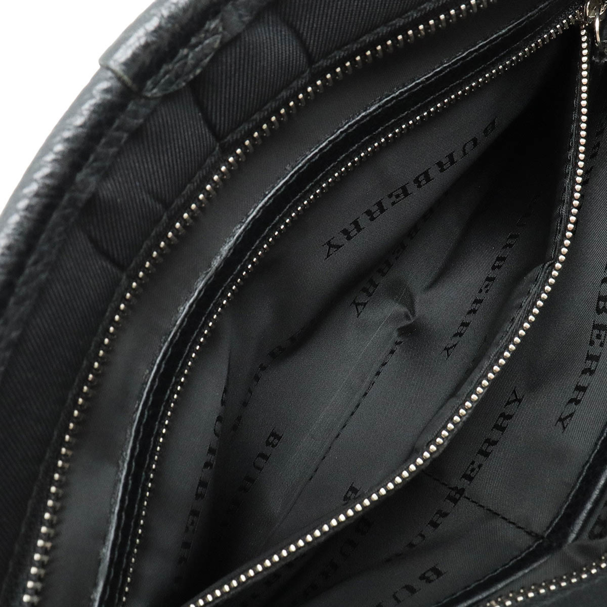 BURBERRY Checked shoulder bag Nylon canvas Leather Black Beige Bordeaux