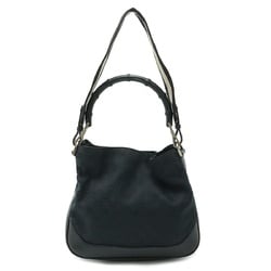 GUCCI GG Canvas Bamboo Handbag Shoulder Bag Leather Black 001.4095