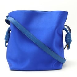LOEWE FLAMENCO KNOT shoulder bag in satin and leather, blue