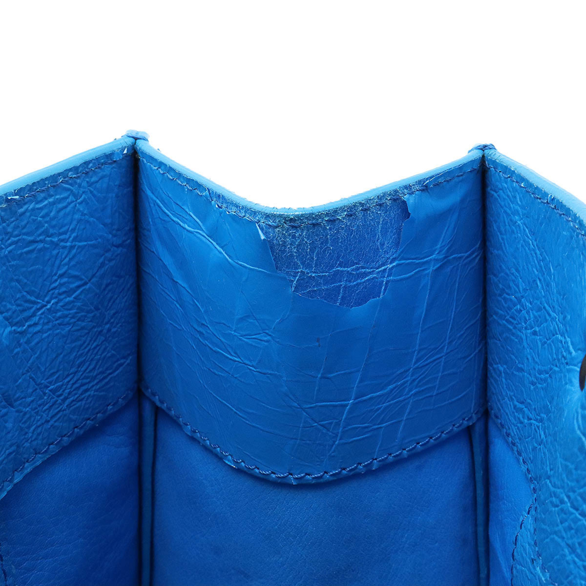 BALENCIAGA Paper Handbag Shoulder Bag Leather Blue 305572
