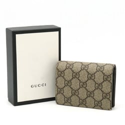 GUCCI GG Supreme Compact Wallet Bi-fold PVC Beige Dark Brown 508757