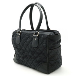 CHANEL Paris New York Line Matelasse Coco Mark Tote Bag Shoulder Nylon Leather Black A33100