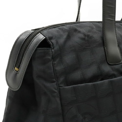 CHANEL New Travel Line Coco Mark Boston Bag Shoulder Nylon Jacquard Leather Black A30918