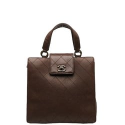 Chanel Coco Mark Matelasse Handbag Brown Leather Women's CHANEL