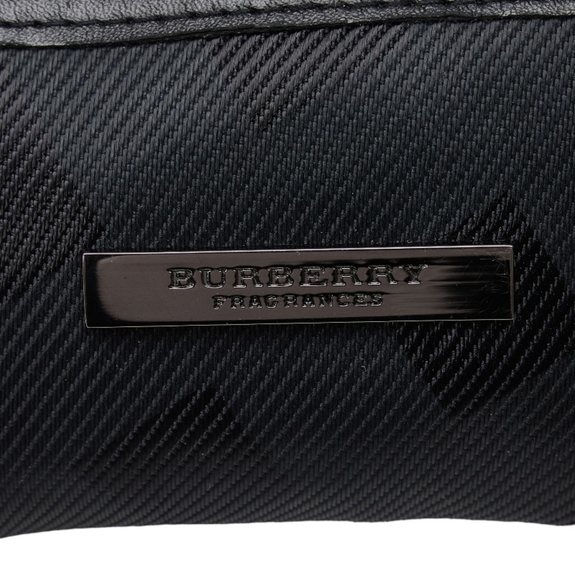 Burberry 3-piece Plate Pouch, Black, Nylon, Leather, Women's, BURBERRY