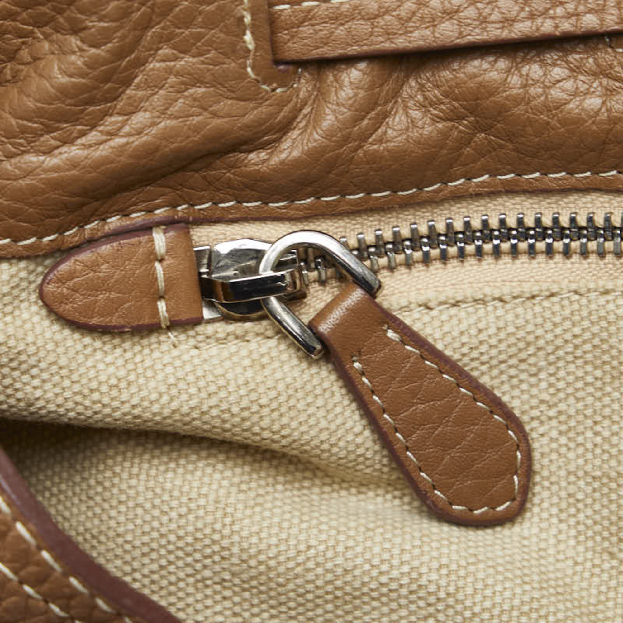 Prada Tassel Tote Bag Handbag Brown Leather Women's PRADA