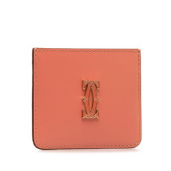 Cartier C Deux Card Case, Pass Business Holder, Pink Leather, Women's, CARTIER