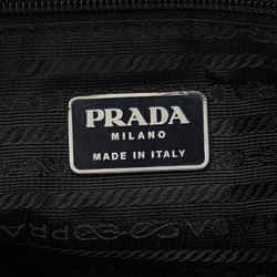 Prada Triangle Plate Handbag Tote Bag Black Nylon Leather Women's PRADA