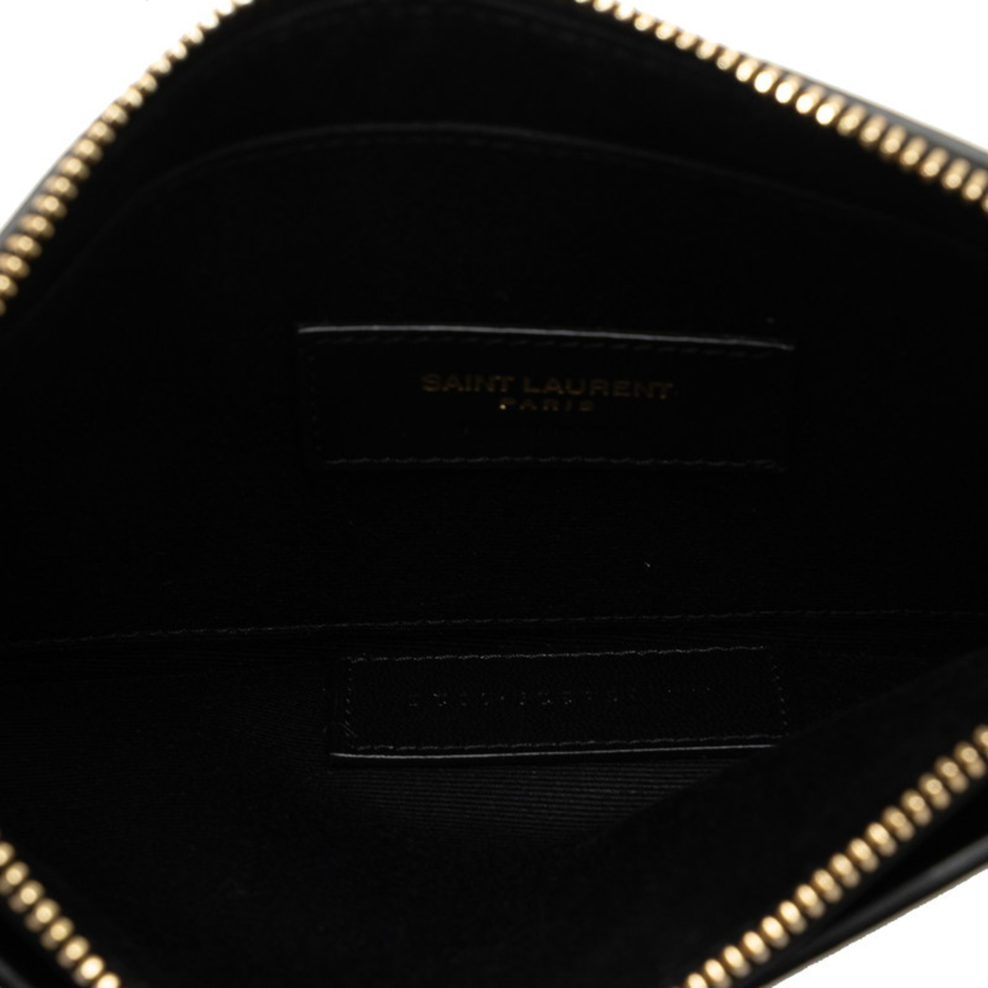 Saint Laurent Tiny Monogram Clutch Bag Bill Pouch Black Gold Leather Women's SAINT LAURENT