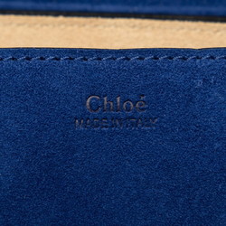 Chloé Chloe Drew Chain Shoulder Bag Blue Brown Leather Suede Women's