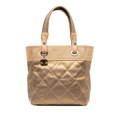 Chanel Coco Mark Paris Biarritz Tote PM Bag A34208 Gold Beige Canvas Leather Women's CHANEL