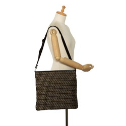 FENDI Zucchino Shoulder Bag 8BT080 Brown Beige Canvas Leather Women's