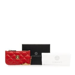 Versace Medusa Card Case Red Gold Leather Women's VERSACE