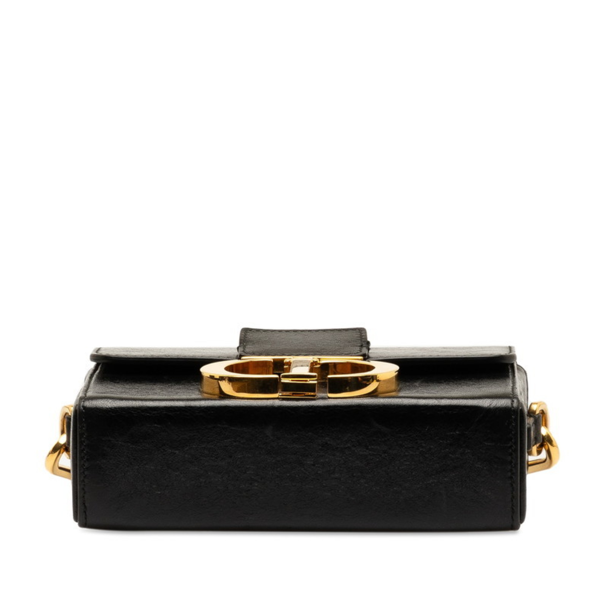 Christian Dior Dior 30 Montaigne Box Bag Shoulder Black Gold Calf Leather Women's