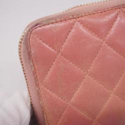 Chanel Long Wallet Matelasse Lambskin Pink Women's