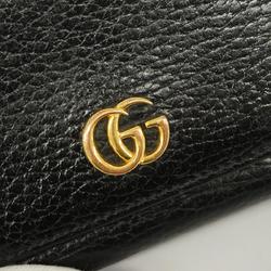 Gucci Tri-fold Wallet GG Marmont 474746 Leather Black Women's