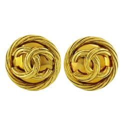 Chanel Earrings Coco Mark Circle GP Plated Gold 93P Women's