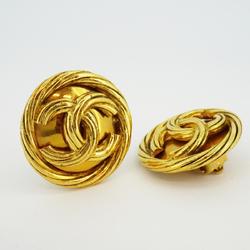 Chanel Earrings Coco Mark Circle GP Plated Gold 93P Women's