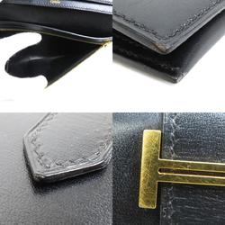 Hermes HERMES Bi-fold Long Wallet Bearn Classic Box Scarf Muffler Black Gold Unisex h30239f