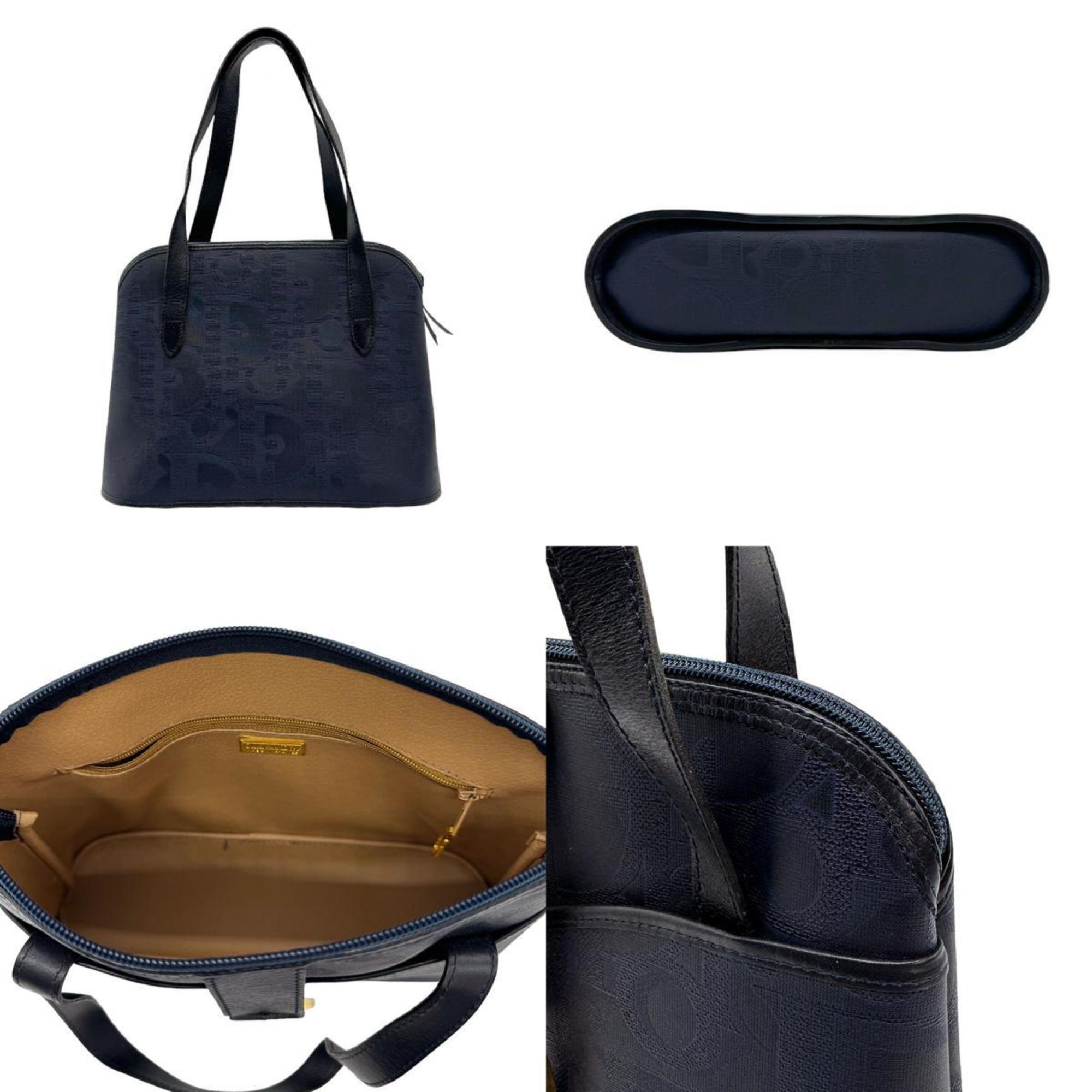 Christian Dior handbag coated canvas navy women's z0664