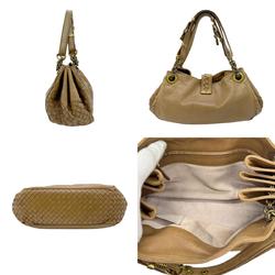 BOTTEGA VENETA Shoulder Bag Intrecciato Leather Brown Gold Women's z0638