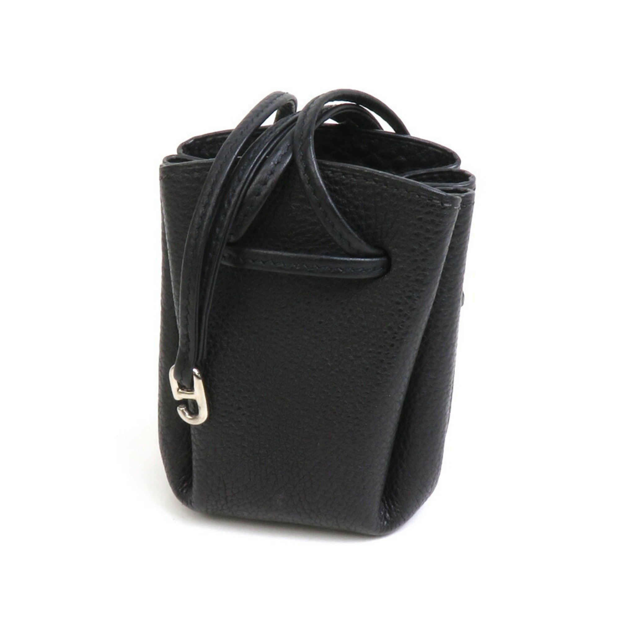 Hermes HERMES Pouch Multi-Case Vespa Leather Black Silver Unisex e58515i