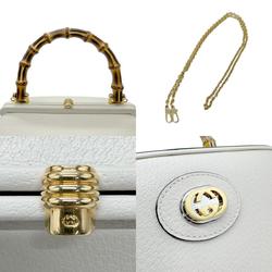 GUCCI Handbag Shoulder Bag Bamboo Leather Off-White Gold Women's 616437 z0607
