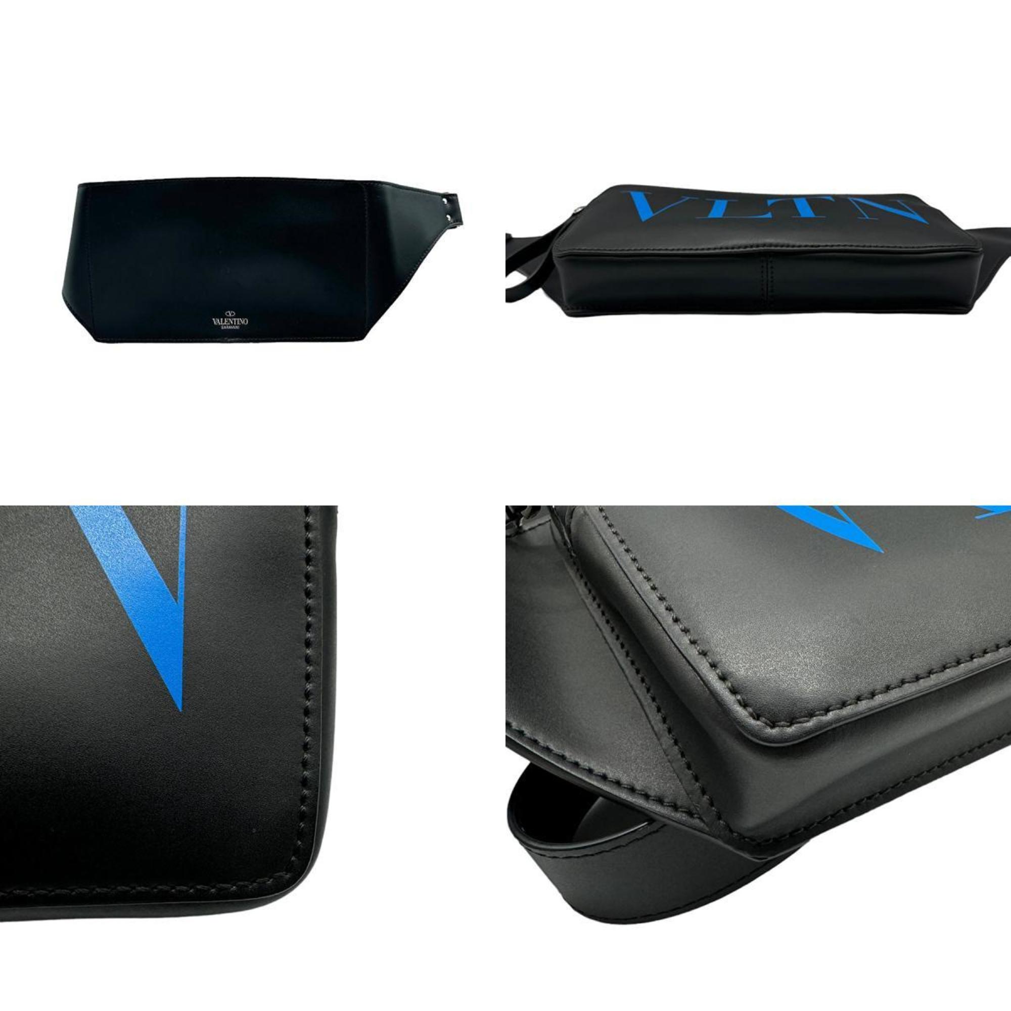 Valentino Garavani Body Bag Waist VLTN Leather Black/Blue Silver Men's z0433