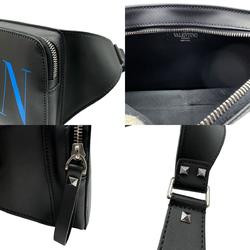 Valentino Garavani Body Bag Waist VLTN Leather Black/Blue Silver Men's z0433