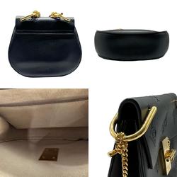Chloé Chloe Shoulder Bag Heart Diamond Spade Leather Black Women's z0457
