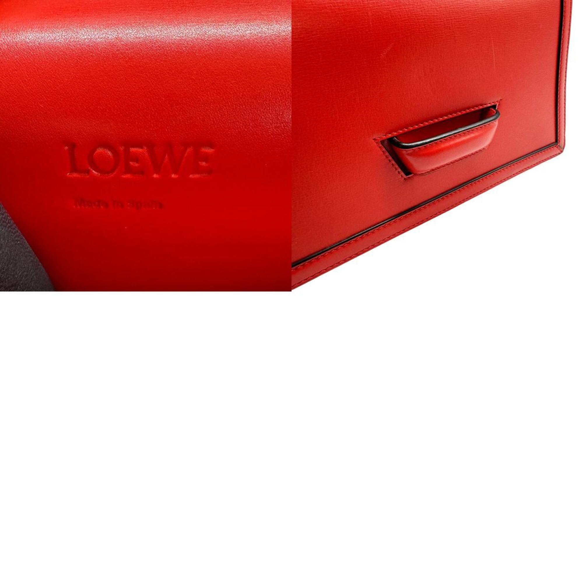 LOEWE Shoulder Bag Barcelona Leather Red Women's z0429