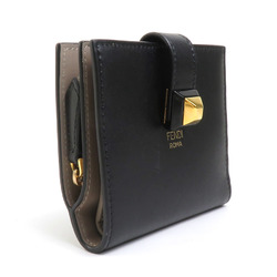 FENDI Bi-fold wallet Leather Black Gold Women's e58529a
