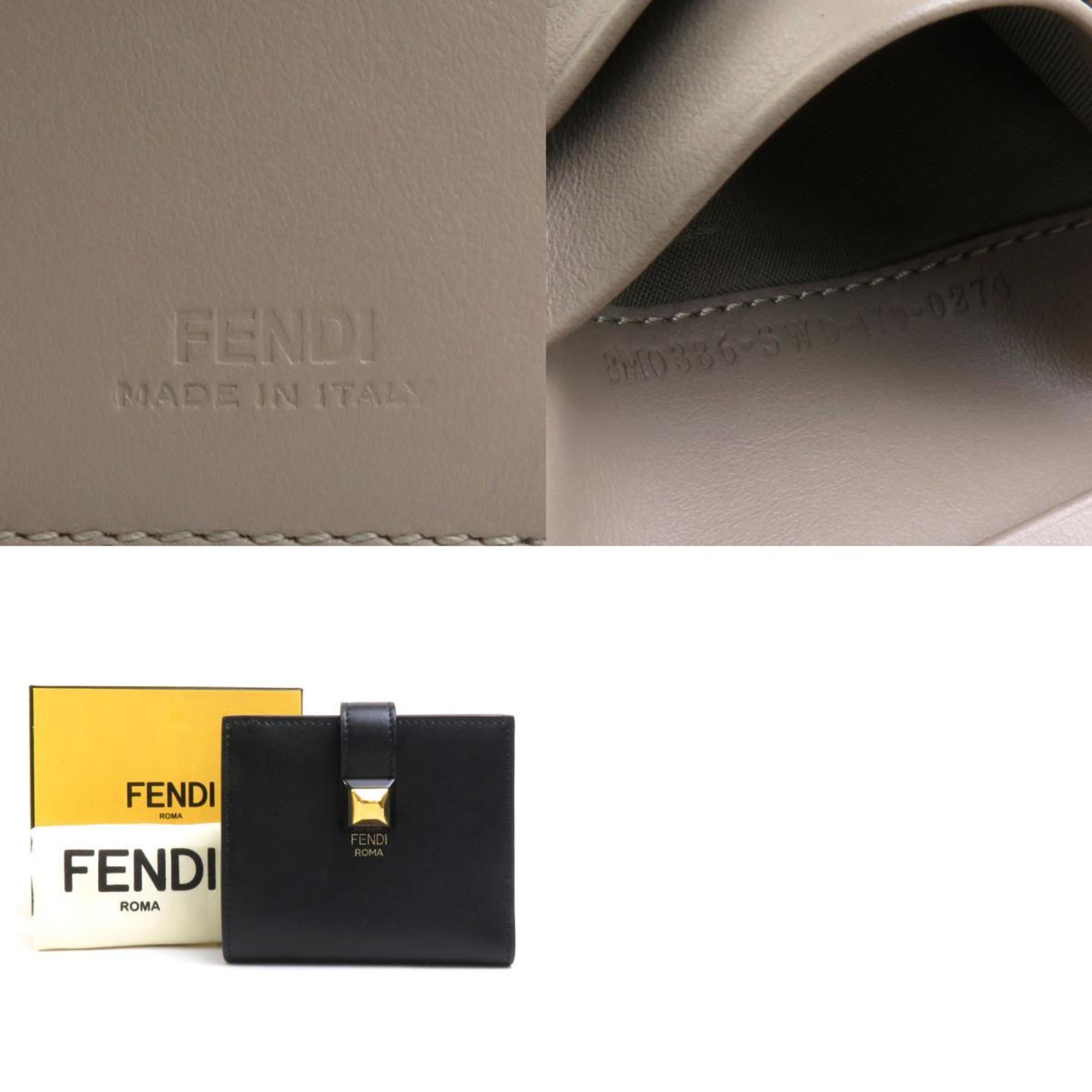 FENDI Bi-fold wallet Leather Black Gold Women's e58529a