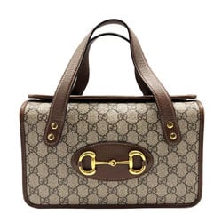 GUCCI Handbag GG Supreme PVC/Leather Beige/Brown Gold Women's 627323 z0445