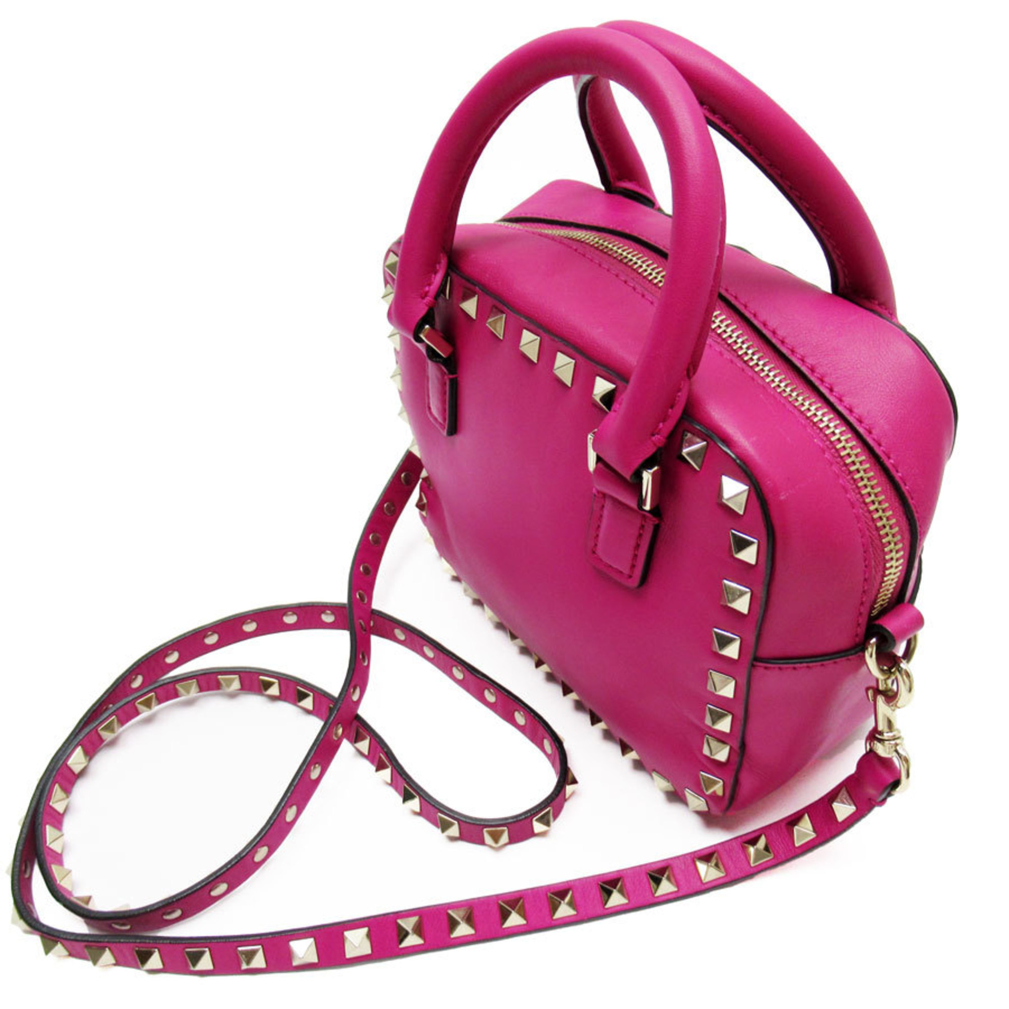 Valentino Garavani Handbag Shoulder Bag Rockstud Leather/Metal Purple Women's w0143g