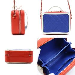 CHANEL Shoulder Bag Handbag CC Filigree Caviar Leather/Metal Blue/White/Orange Women's e58546a