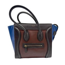 CELINE Handbag Luggage Micro Shopper Leather Brown/Blue Gold Women's z0522