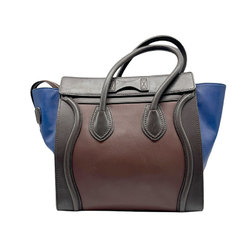 CELINE Handbag Luggage Micro Shopper Leather Brown/Blue Gold Women's z0522
