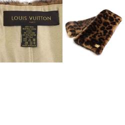 Louis Vuitton LOUIS VUITTON Scarf Tippet Leopard Mink Brown Gold Women's e58530i