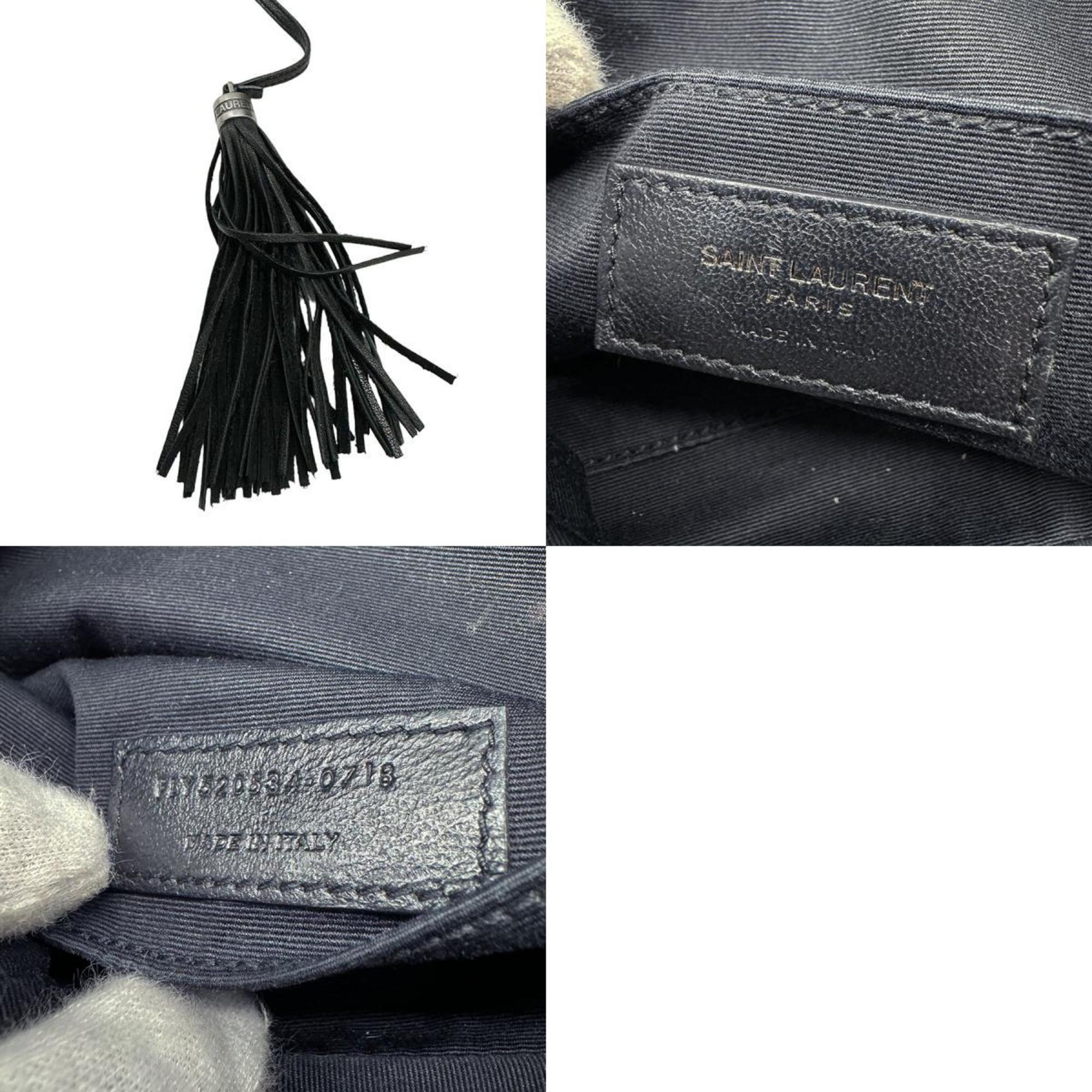 Saint Laurent Star Shoulder Bag, Suede/Leather, Black, Silver, Women's, z0478