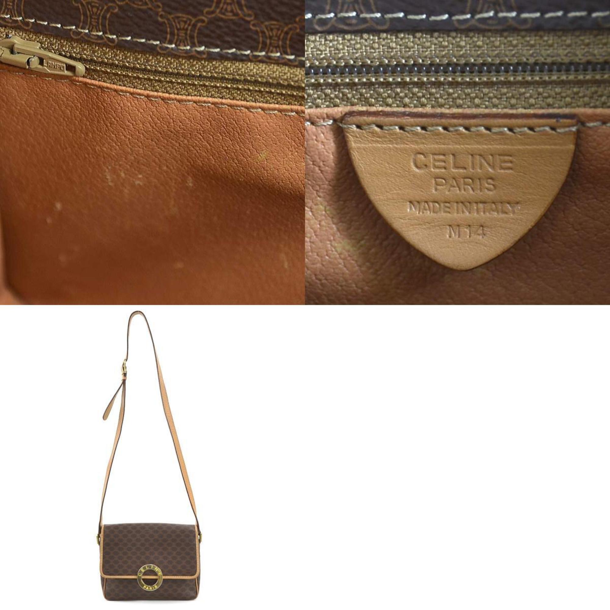 CELINE Shoulder Bag Macadam PVC/Leather Brown Women's e58521k