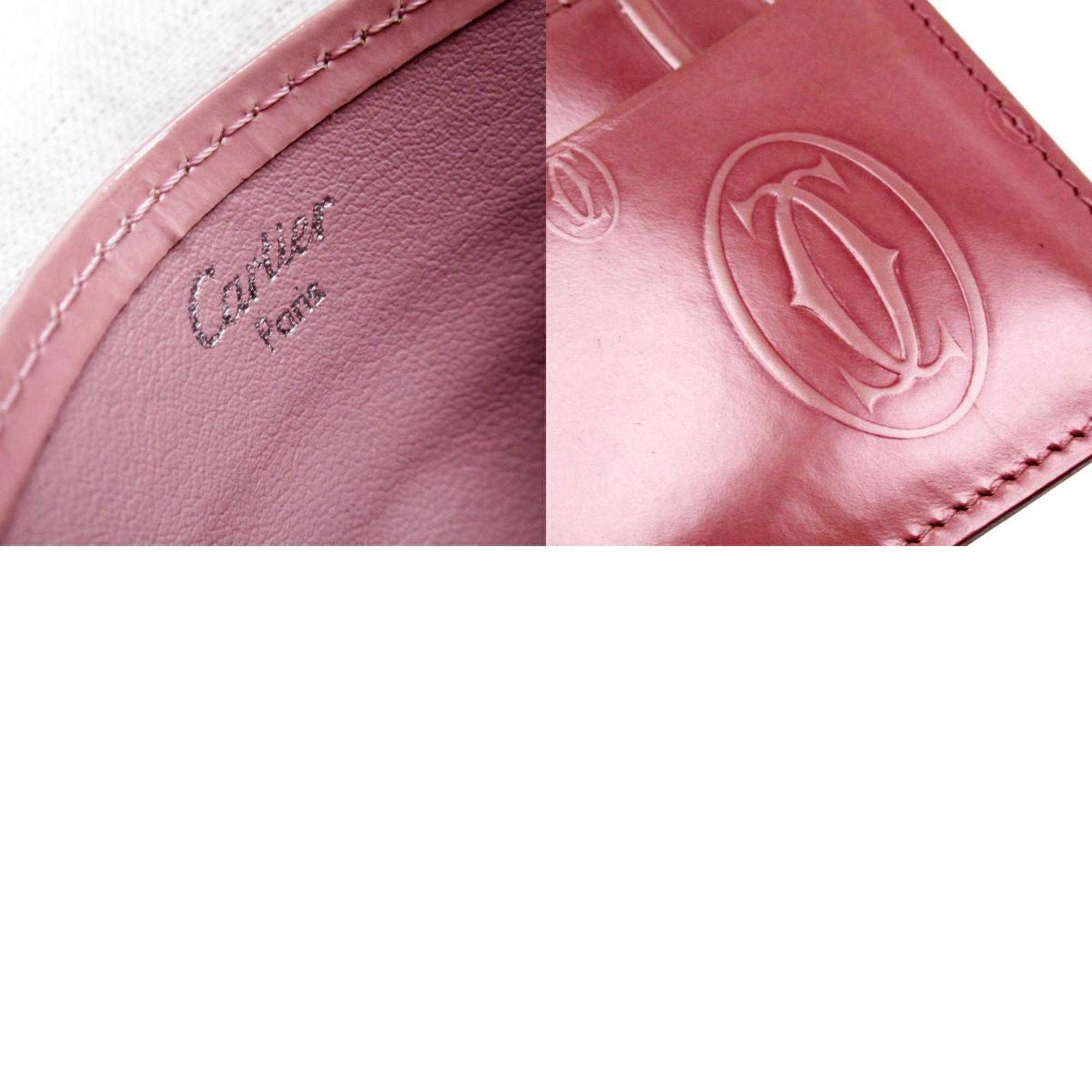 CARTIER Card Case Business Holder Happy Birthday/Coated Leather Light Pink Women's w0160g