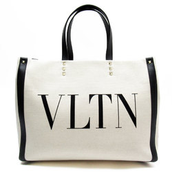 Valentino Garavani Handbag Tote Bag VLTN Canvas/Leather Natural/Black Unisex w0150a