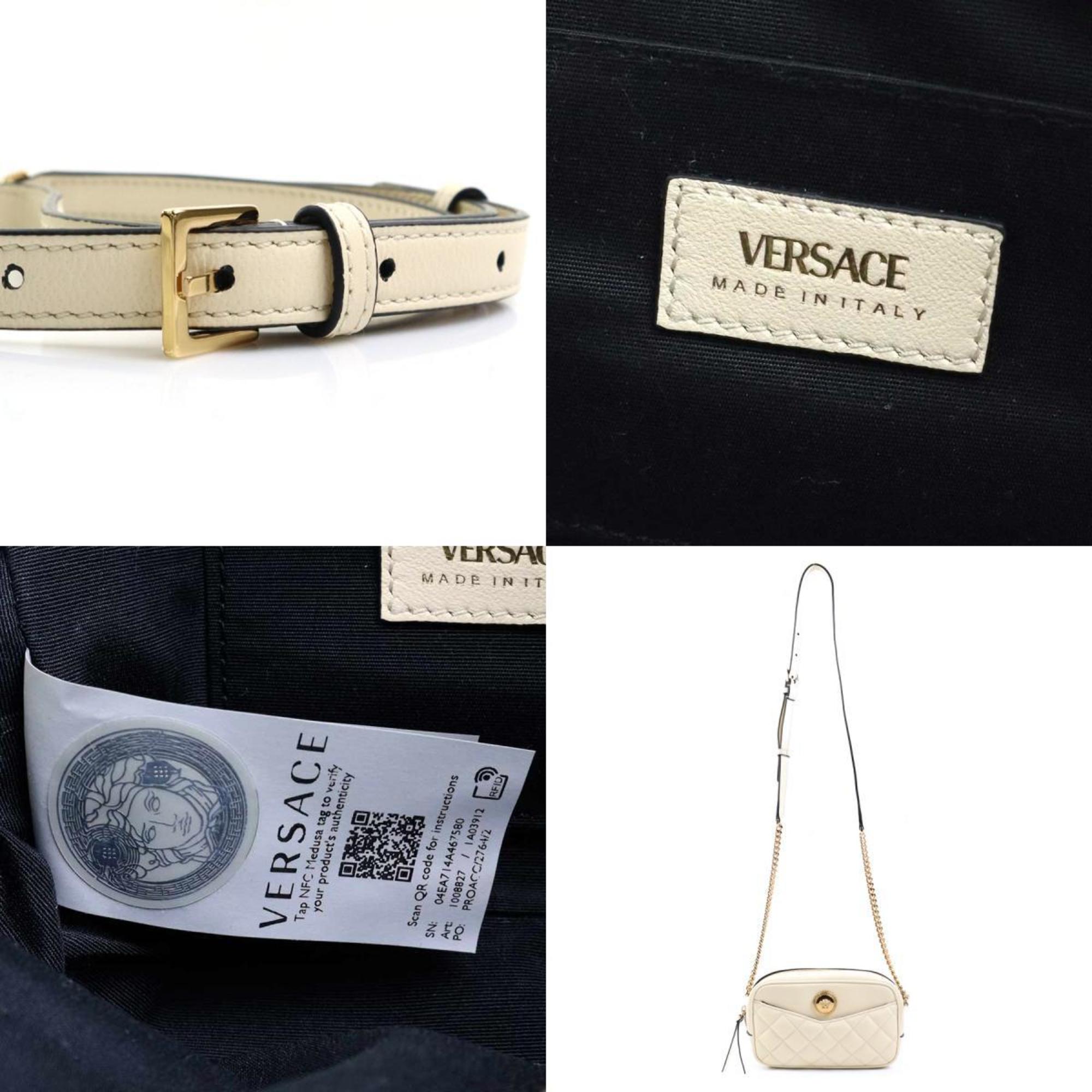 Versace Medusa Shoulder Bag Leather Light Beige Women's h30235f