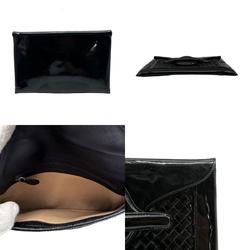 BOTTEGA VENETA Clutch Bag Intrecciato Patent Leather Black Unisex z0507