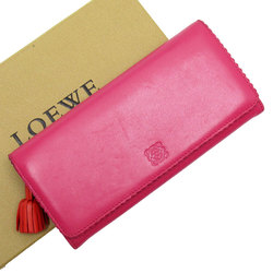 LOEWE Bi-fold long wallet Anagram Tassel Leather Pink/Orange Silver Women's w0152a