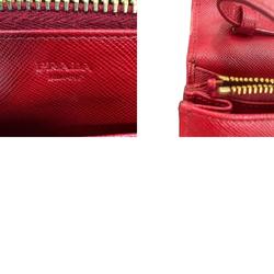 PRADA Shoulder Wallet Leather Red Women's z0592