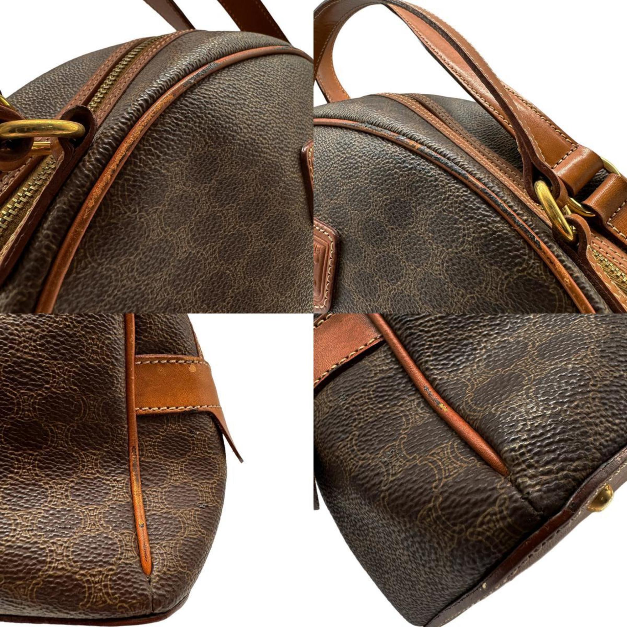 CELINE Handbag Macadam PVC/Leather Brown Gold Women's z0490
